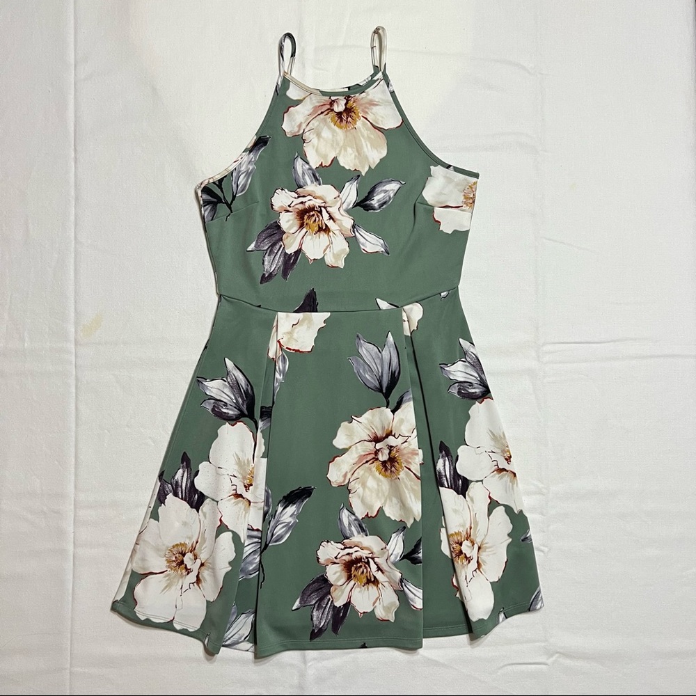 Khaki/green floral dress